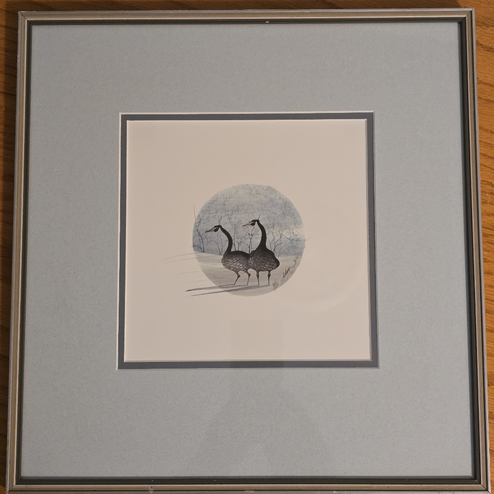 1990 Original art by P Buckley Moss Signed Numbered "Friendly Pair" 2 geese #865